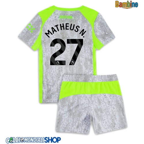 Maglie da calcio Manchester City Matheus Nunes #27 Terza Maglia Bambino 2025-26 Manica Corta + Pantaloni corti)